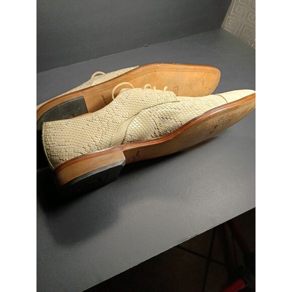 Stacy Adams Rizzo Oxford Dress Shoes Tan Leather printed Sz10.5W